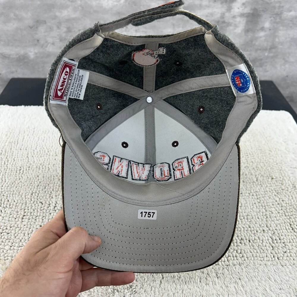 VINTAGE CLEVELAND BROWNS‎ STRAP BACK HAT OSFA HEATHER TWO TONE WOOL ANNCO - Picture 6 of 9